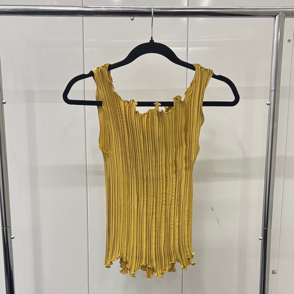 Golden Yellow Ruffled Tank Top - Picture 1 of 10